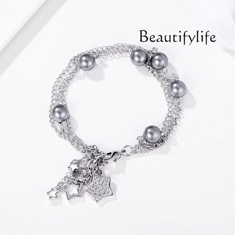 High-end bracelet women's fashion elegant imitation pearl multi-layer exquisite bracelet holiday gift