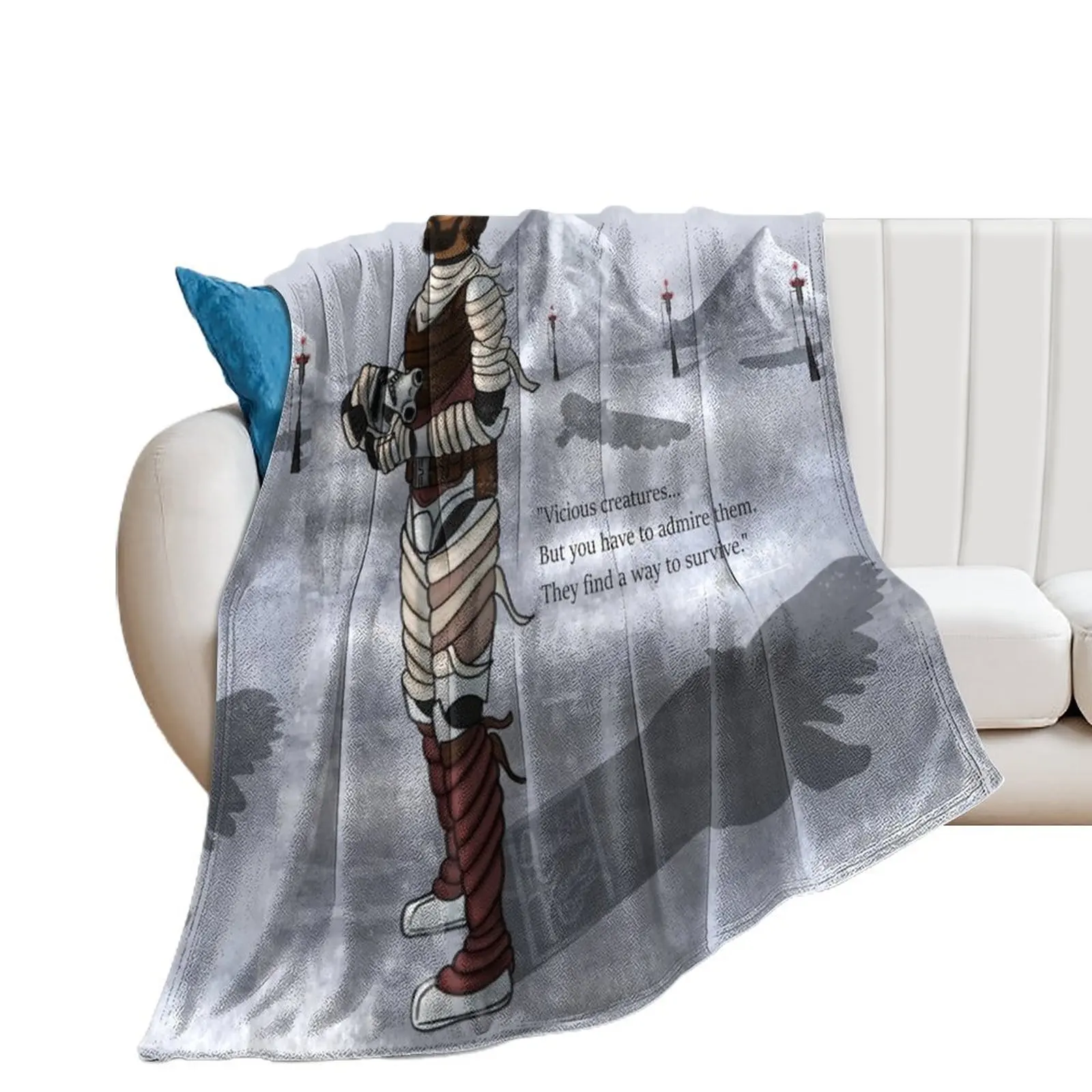 

Survive Throw Blanket bed plaid Furry Decorative Sofas Decoratives Blankets