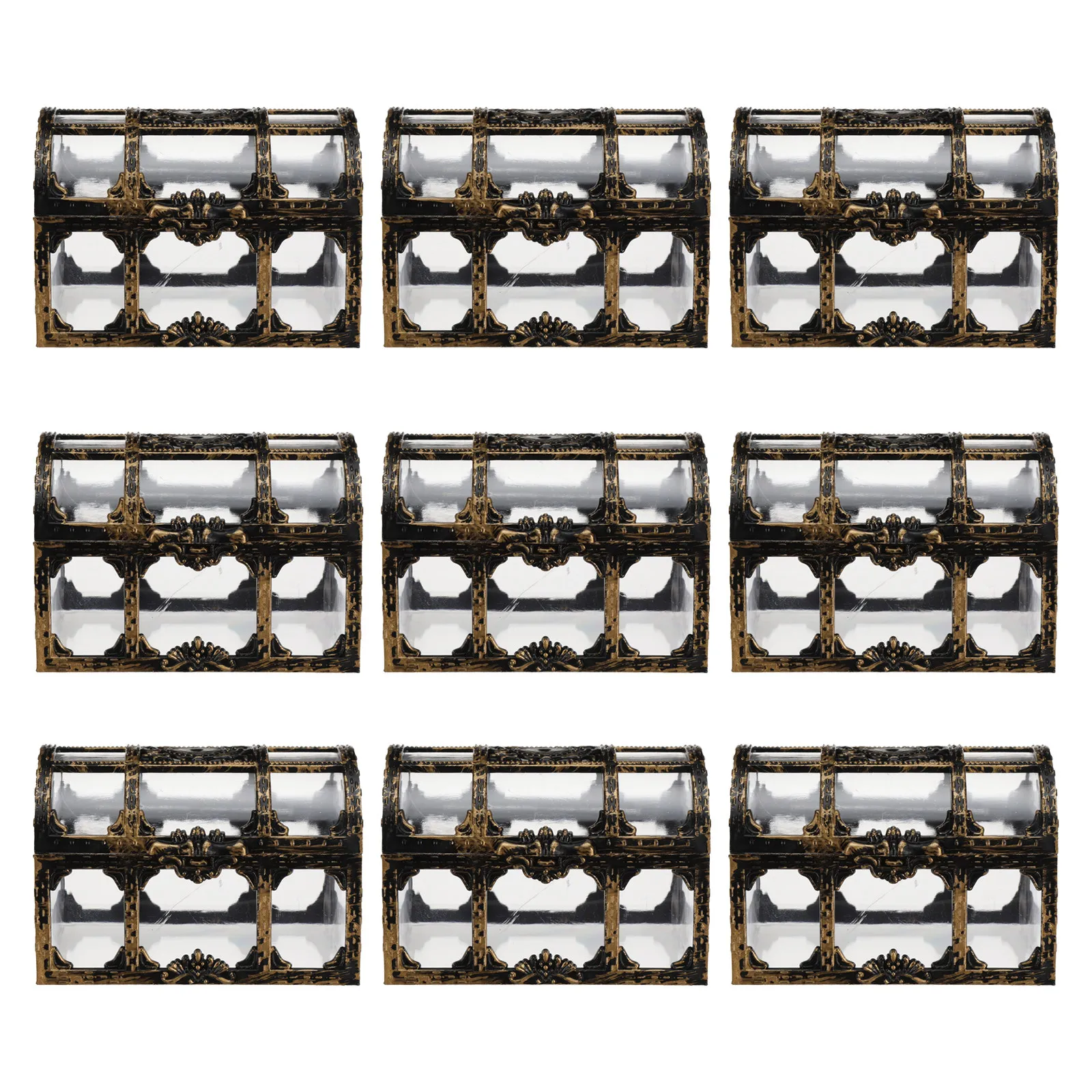12Pcs Plastic Pirate Gift Boxes Clear Lid Treasure Chest Small Keepsake Storage Box Vintage Party Favor Organizer Candy Holder view 5