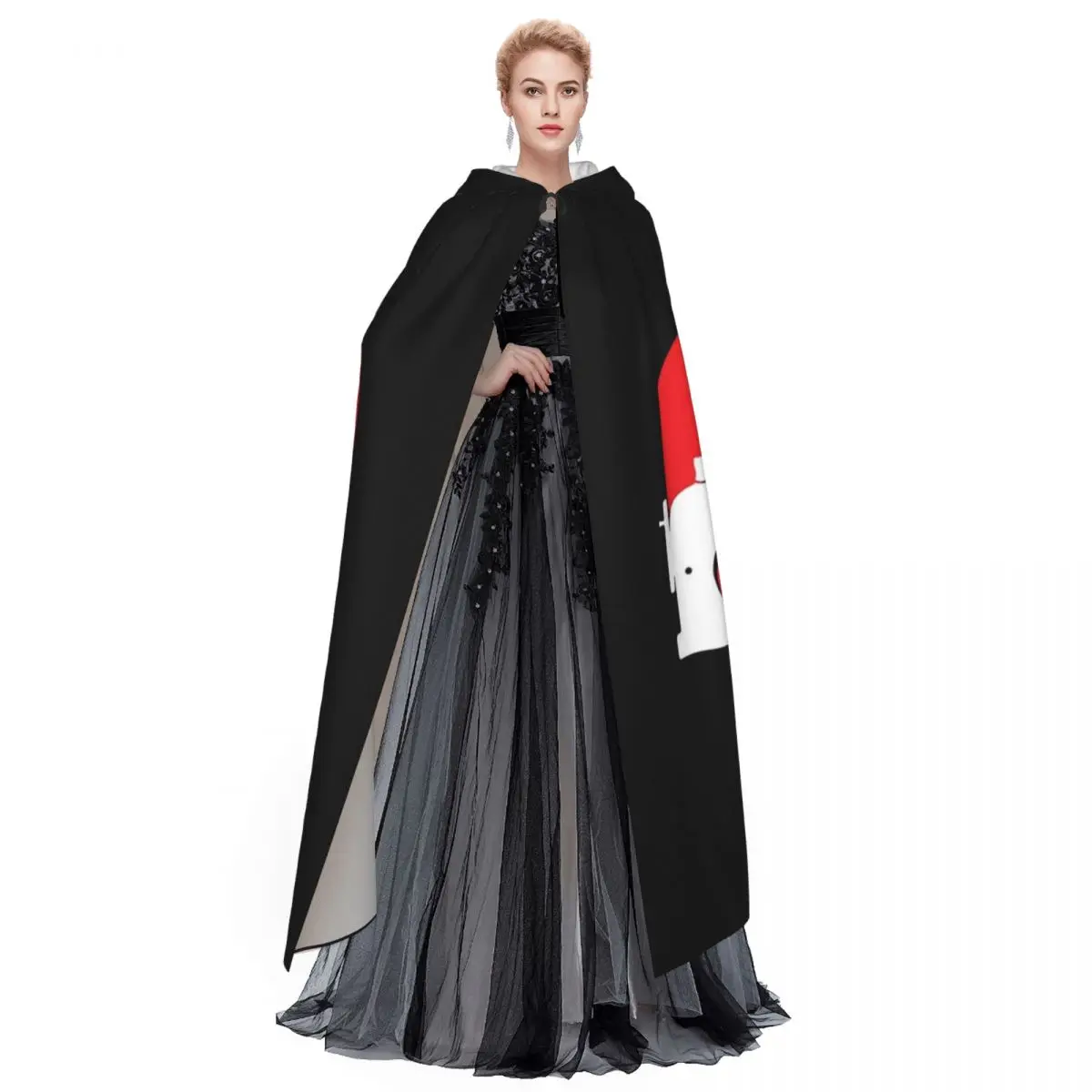 Quilting Heartbeat Long Hooded Cloak Witch Medieval Costume Cosplay Cape HalloweenParty Adult Unisex