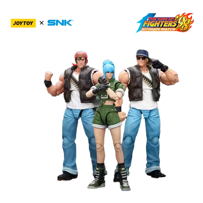 En stock JOYTOY SNK KOF '98UM Ikari Warriors Team Leona Heidern Ralf Jones Clark Still Figura de acción escala 1/18 JT01703