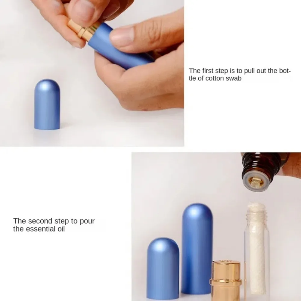 High Quality 5ml Aluminum Nasal Inhaler Colored Replacement Aromatherapy Inhaler Empty Tubes For Essential Oil