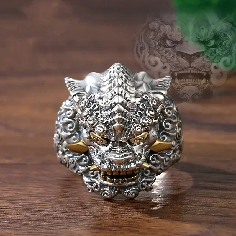 Retro Ethnic Buddhist Symbol Six-character Mantra Open Adjustable Ring for Men and Women Alternative Religious Jewelry
