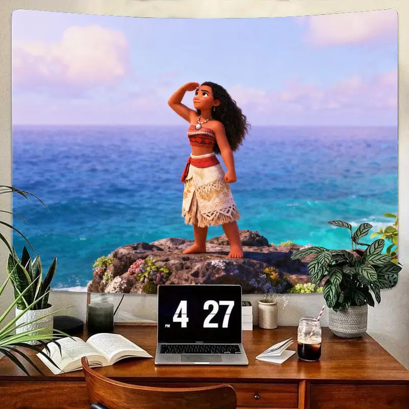 

1PC Disney Moana Princess Tapestry, Ocean Adventure Tropical Wall Art, Polyester Home Decor for Girls Bedroom Living Room