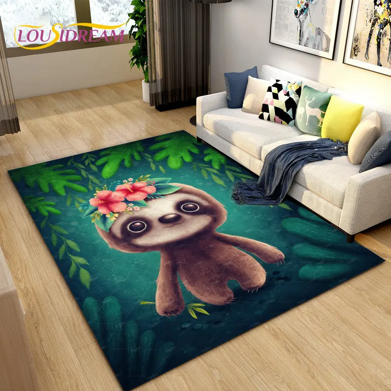 Cute Sloth Series Cartoon Area Rug Large,Carpet Rug for Living Room Bedroom Sofa Doormat Decoration,kid Play Non-slip Floor Mat