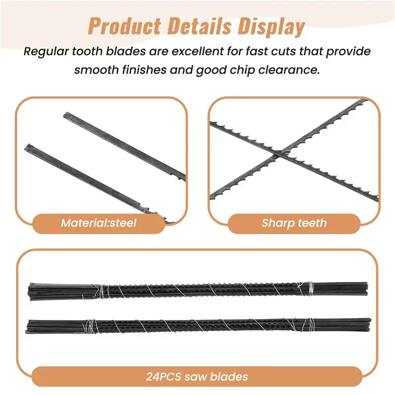 [NEWA64Z!】 Scroll Saw Blades Plain End 5 Inch 24PCS 12 TPI Regular Tooth For Woodworking DIY