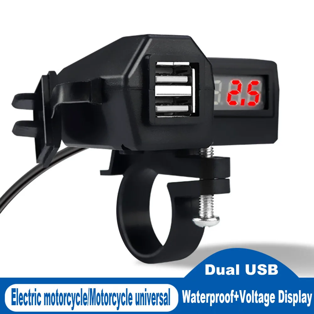 

Motorcycle Charger Dual USB Socket with Cigarette Lighter 3.1 A Quick Charge 3.0 ON/OFF Switch 10-24V Digital Voltage Meter