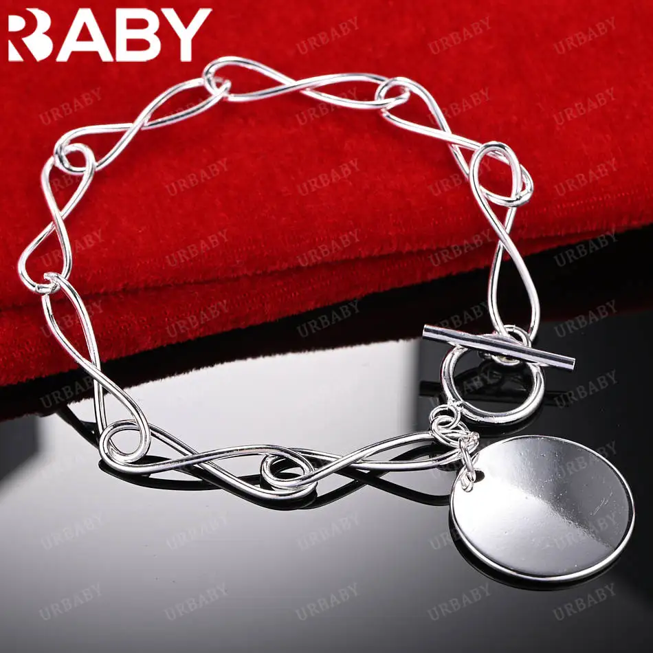 URBABY 925 Sterling Silver Bracelets For Women Men Anniversary Gift Popular Wild Fashion Romantic Jewelry