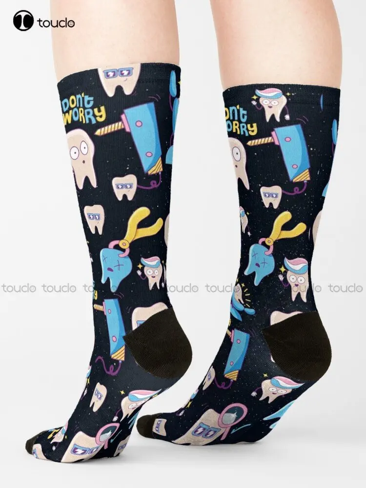 Dental Pattern Teeth Dental Assistant Dental Squad Students Socks Gifts Funny Dentist Socks Street Skateboard Socks Custom Gift