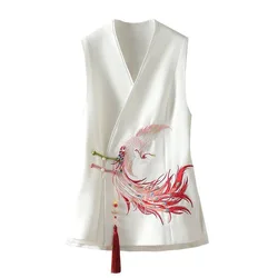 2025 New Spring Chinese National Style Elegant Women Vest Heavy Industry Embroidery Sleeveless Jacket Cardigan Female Waistcoat