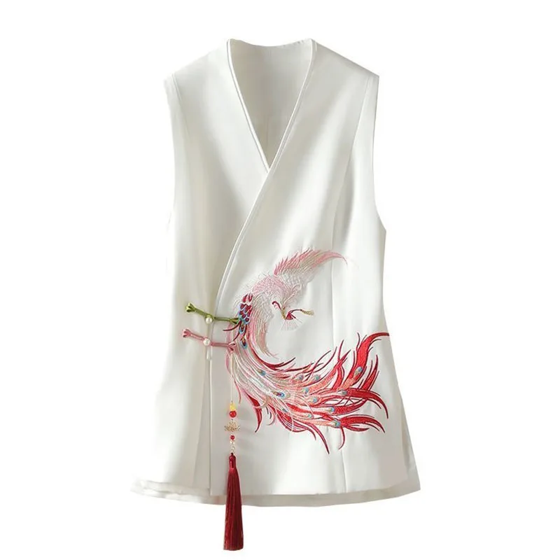 2025 New Spring Chinese National Style Elegant Women Vest Heavy Industry Embroidery Sleeveless Jacket Cardigan Female Waistcoat