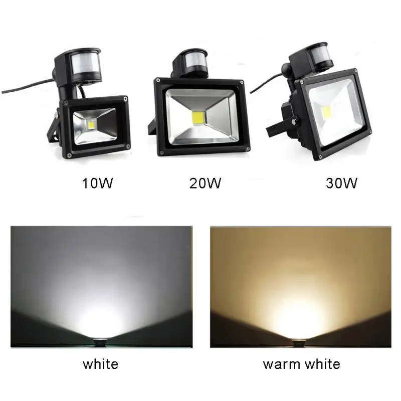 LED Flood Light 10W PIR Infrared Motion Sensor 20W 30W 220V Sensor Floodlight Professional Lamp 50W Outdoor Landscape Lighting