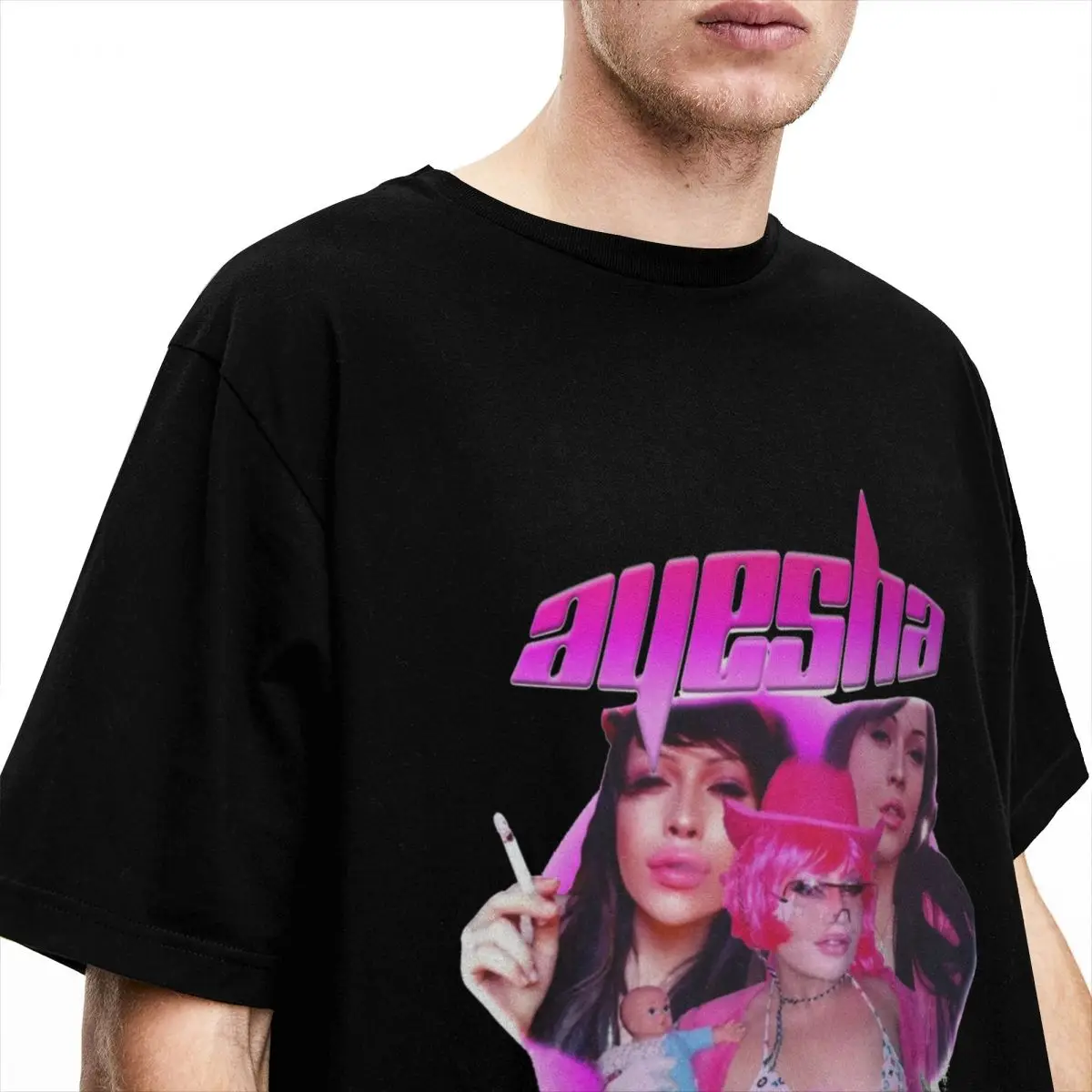 الرجال والنساء Ayesha إيروتيكا مغني الراب التمهيد تي شيرت ، ملابس القطن الخالص ، قصيرة الأكمام Crewneck تيز ، حجم كبير ، الاشياء خمر