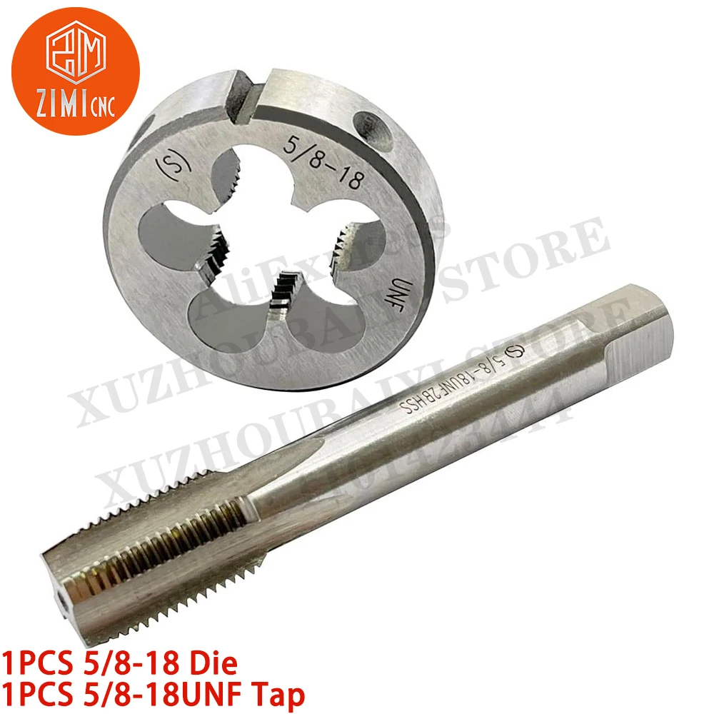 

1PCS 5/8-18 Die 1PCS 5/8-18UNF Tap Machine Thread Tap Round Thread Die Right Hand HSS Taper CNC tools metal lathe cutting tools