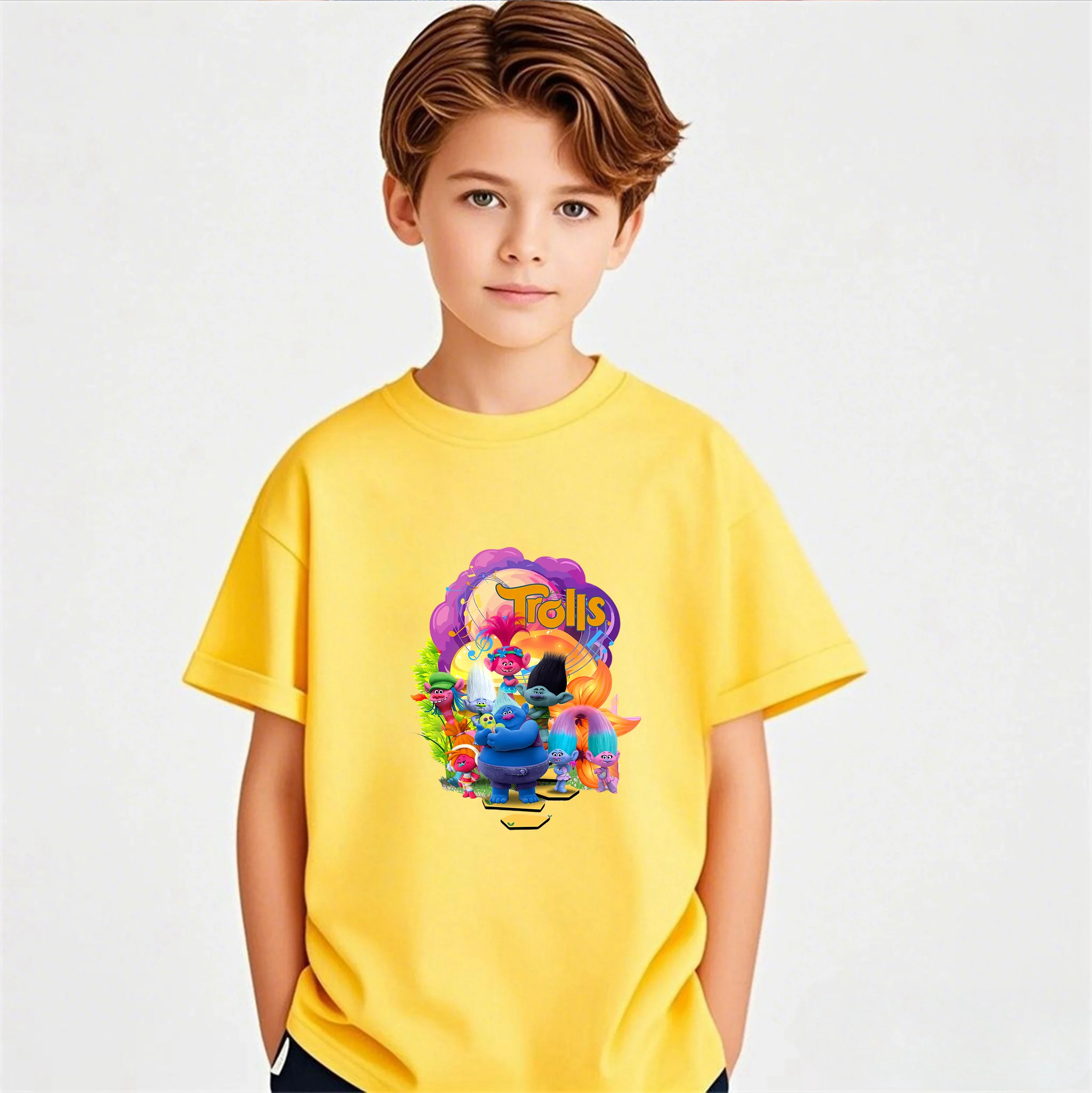 

Summer Outdoor Trolls Themed Tshirt For Kids 3-14 Years Boys Girls Dance Party Design Top