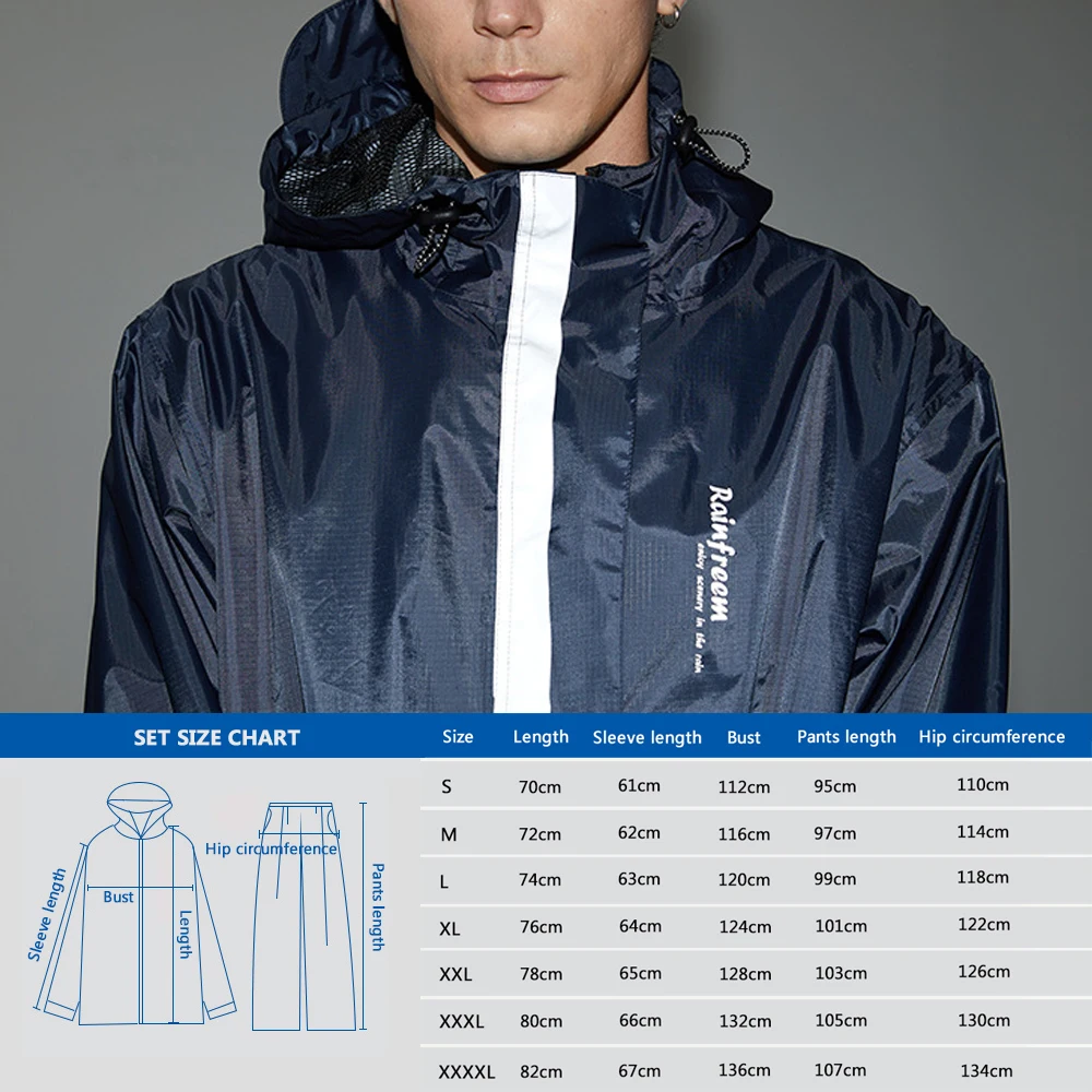 Adult Outdoor Separable Raincoat Motorcycle E Bike Waterproof Riding Suit Full Body 2 Layer Rain Jacket Pants Set
