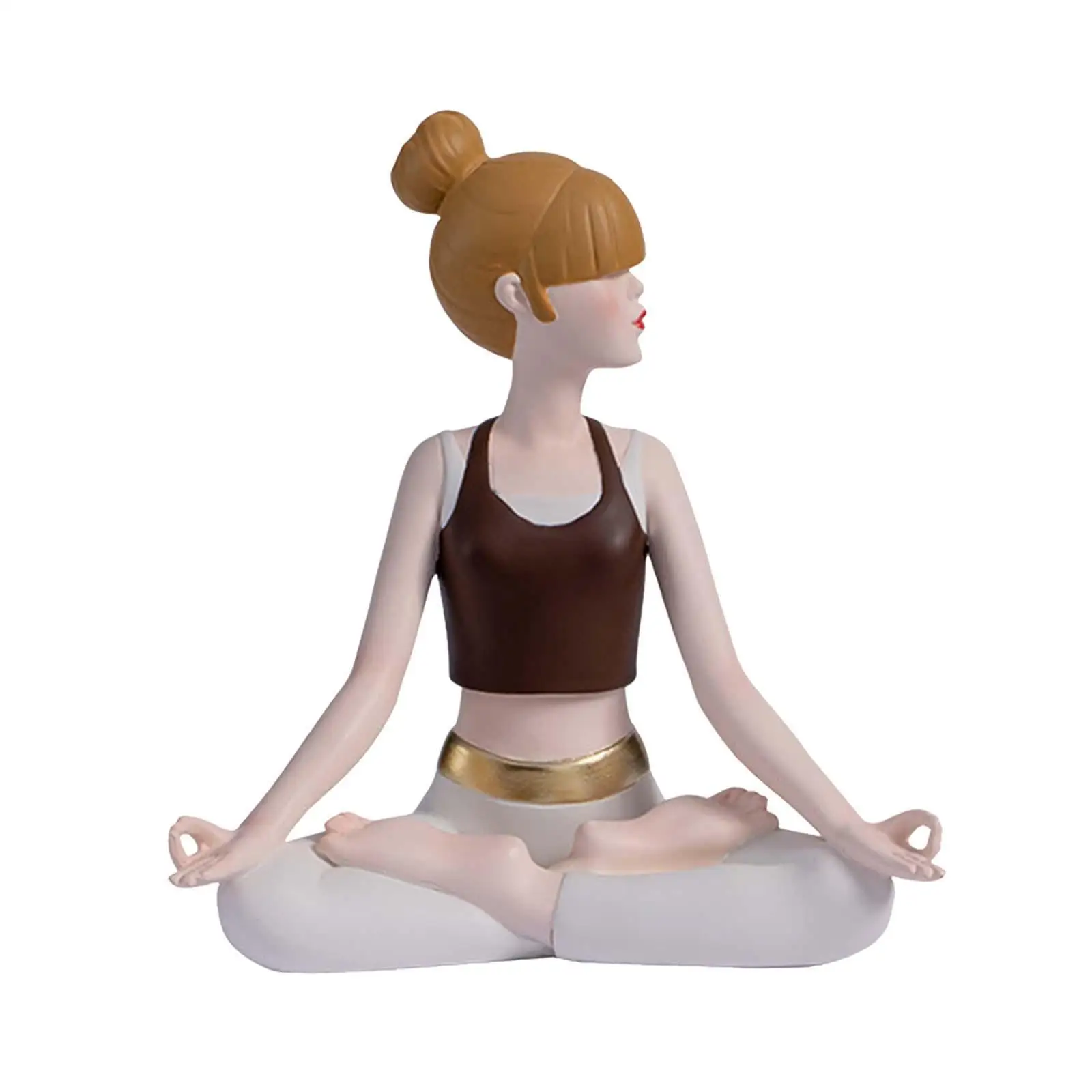 Yoga Girl Statue Light Luxury Creative Collectible Female Figurine for Dorm Birthday Gift Cafe Table Centerpiece Lounging Room