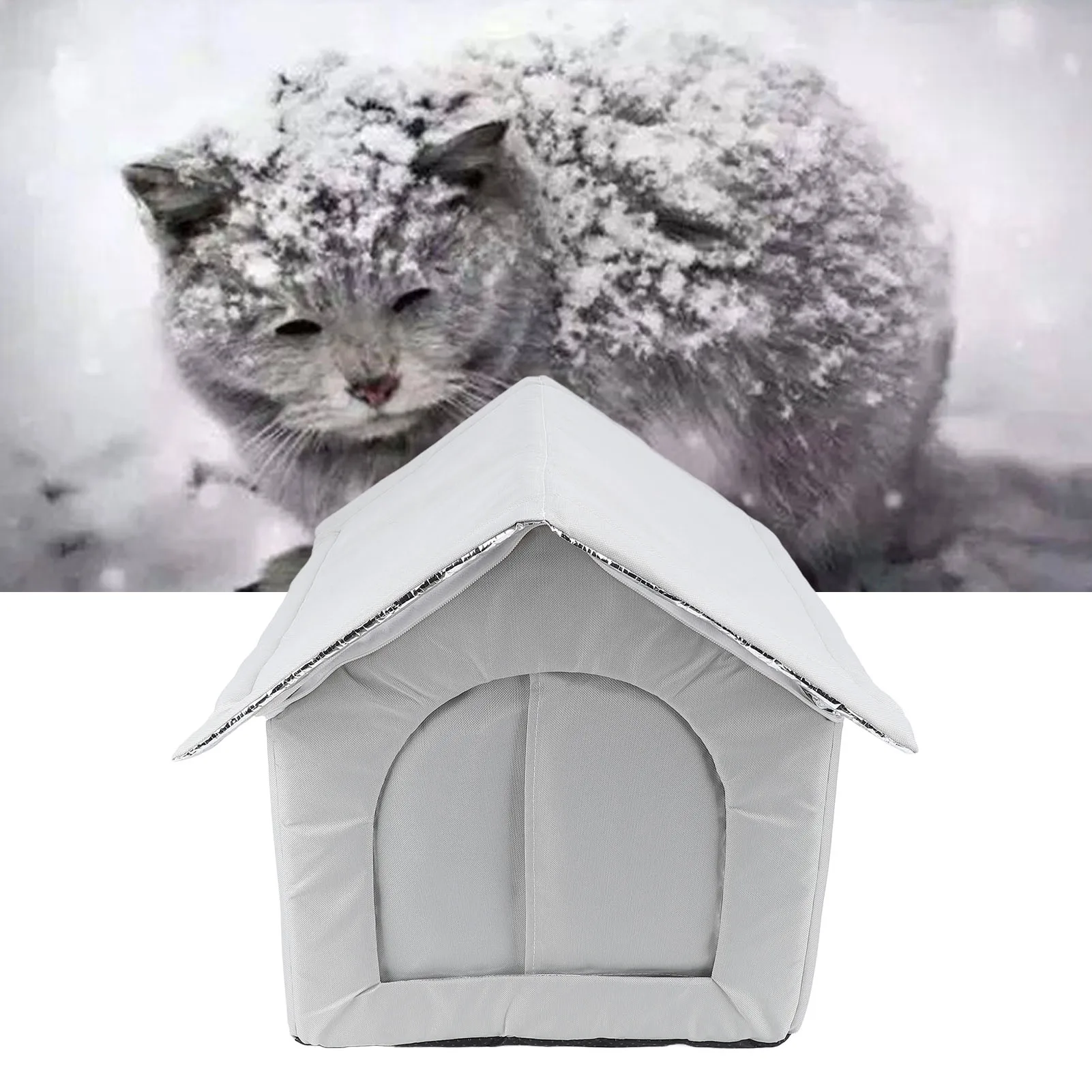 

Outdoor Cat House Anti Bite Outdoor Insulated Cat House Weather Proof Enclosed Portable Easy Setup Spacious for Travel for Dog