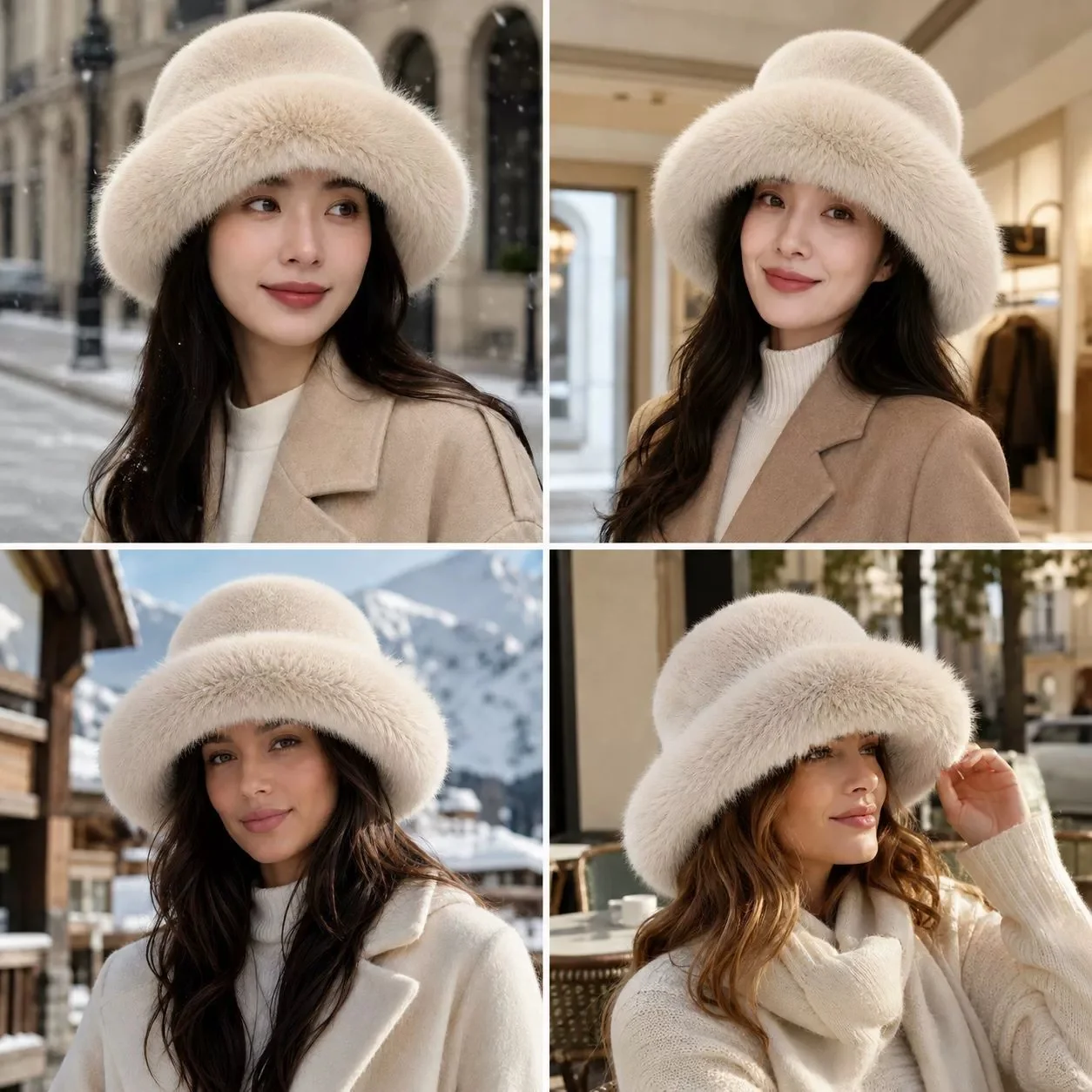 Women’s Winter Warm Hat: Faux Fur Fluffy Fisherman’s Hat, Fashionable Bucket Hat, Versatile Casual Style