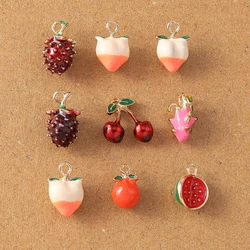 5pcs Alloy Enamel Simulated Fruit Cherry Charms Pendants for Jewelry Making DIY Earrings Necklace Accessories Supplies