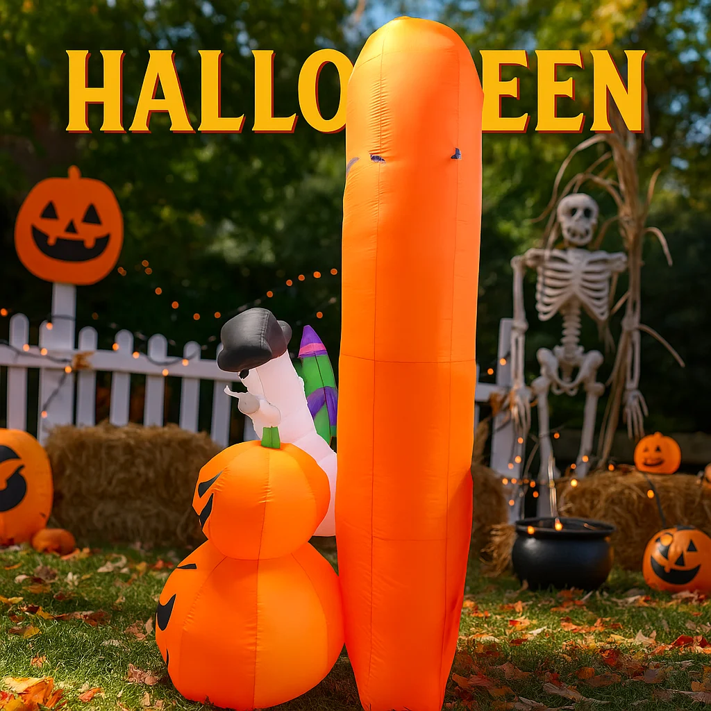 12FT عطلة الإضاءة LED أضواء العملاق هالوين نفخ الديكور الساحرة شبح اليقطين قوس لوازم الحديقة الحلي المنزلية #3