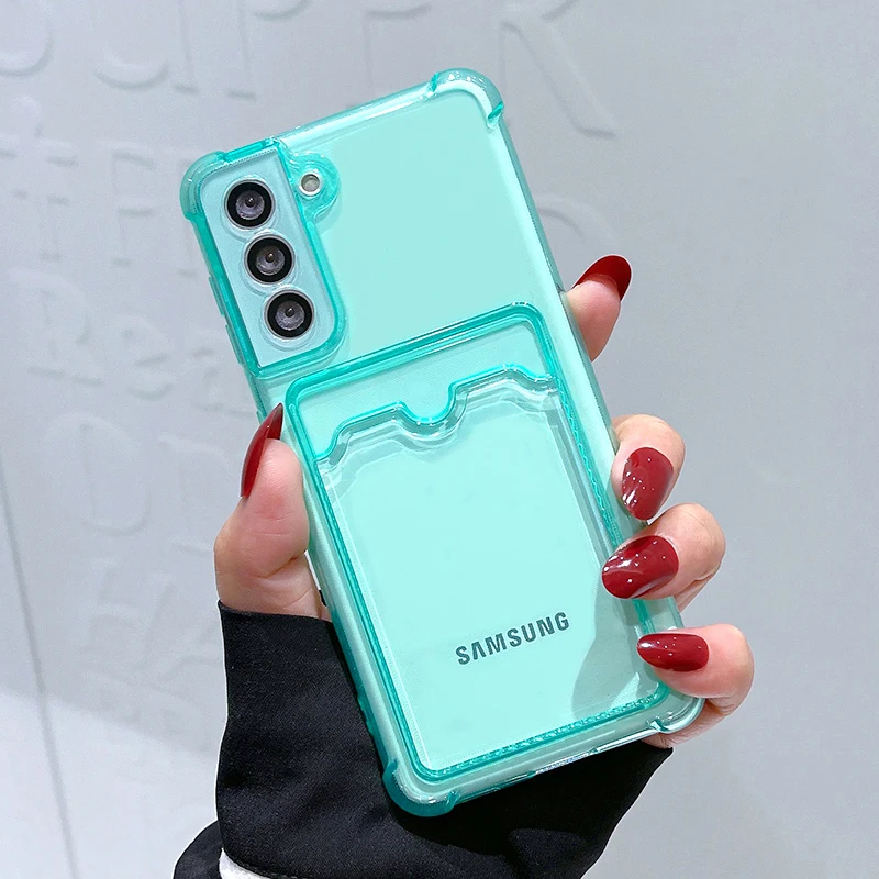 Card Holder Bag Transparent Case For Samsung Galaxy S21 FE S22 S23 Plus A13 A14 A34 A54 M33 M53 A22 A32 A42 A52 A33 A53 5G Case