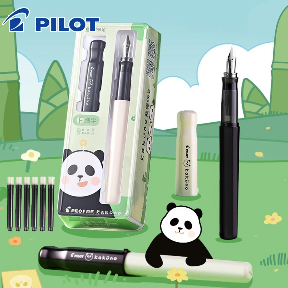 

Новая японская перьевая ручка PILOT Kakuno Panda Limited Writing FKA-1SR, подарочная сумка с чернилами, сменный ядро Kawaii, школьные канцелярские принадлежности