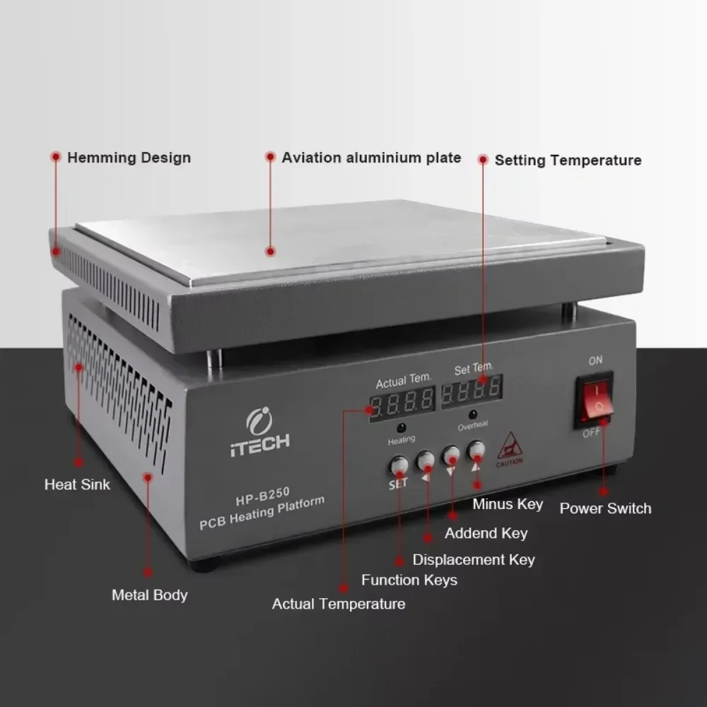 ZHENGBANG High Temperature Digital Display Heating Platform 300W Preheating station BGA Heating Table For Experimental Heating