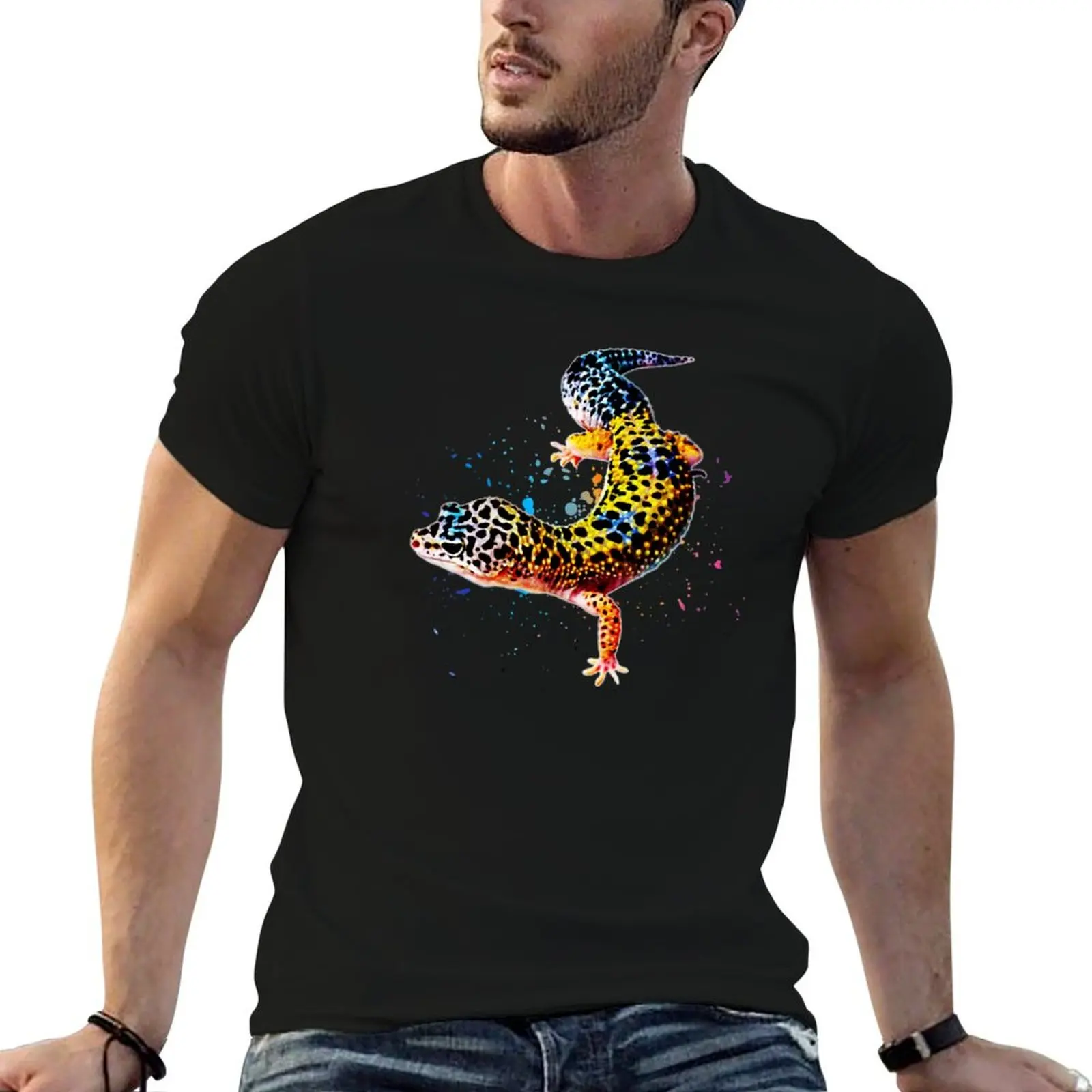 Leopard Gecko Reptile Keeper Lizard Watercolor T-Shirt fashion shirts for a boy men clothes