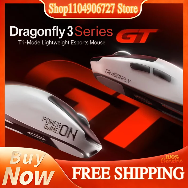 VGN Dragonfly 3 Master GT Gaming Mouse Lightweight Tri Mode 8K Ergonomic Paw3955 Extreme Nordic 54L15 Long Battery Wireless Wir