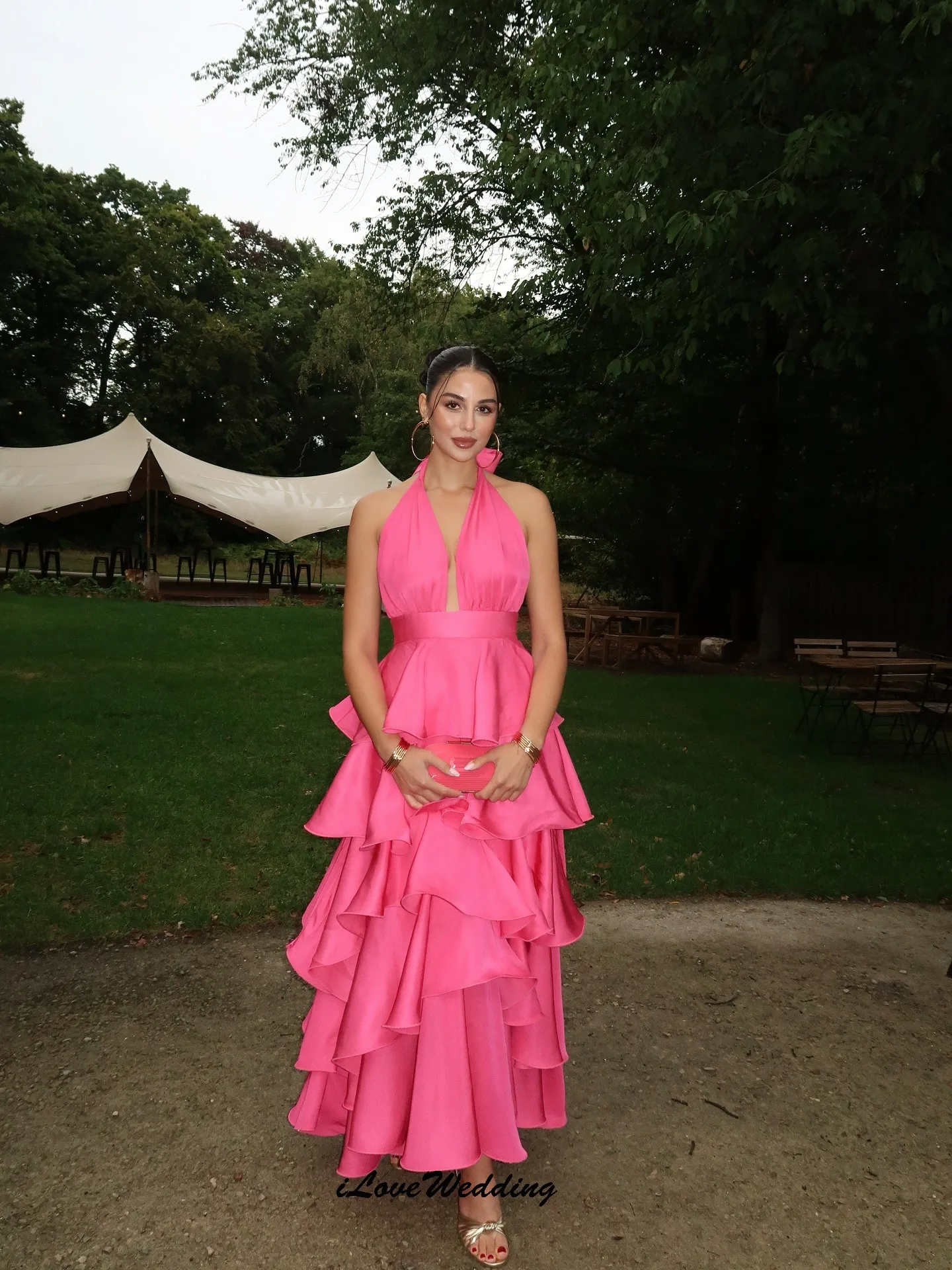 Hot Pink Sleeveless Prom Dresses 2025 A-Line Evening Dresses Ruffles Formal Gowns Wedding Party Dressfor Women Guest Customized