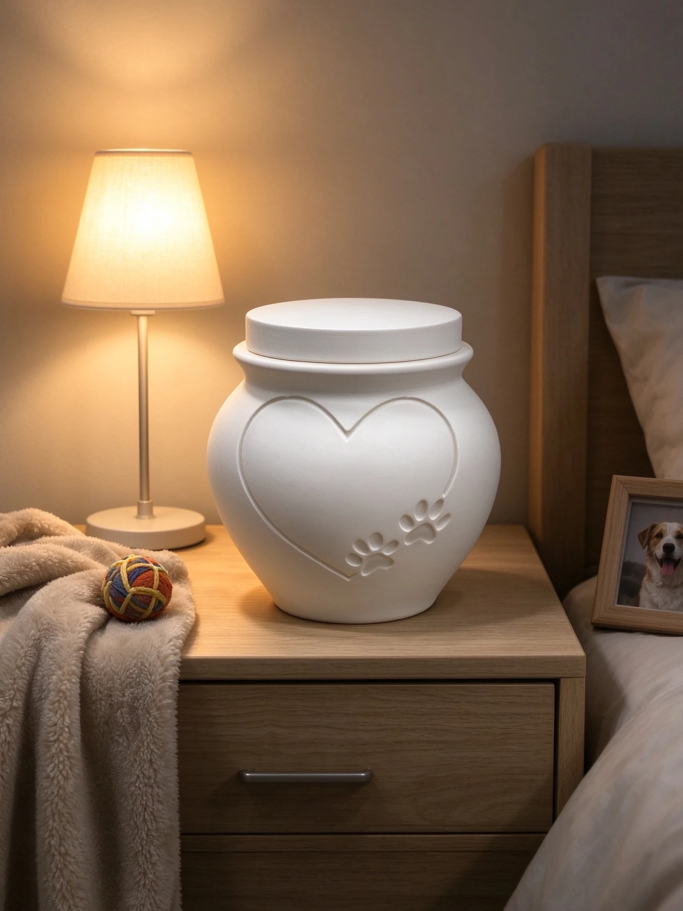 Pet Memorial Heart-Shaped Paw Print Urn 3D Printed Pla White Urn with Lid for Cat and Dog Ashes Exclusive Heartfelt Design to Create a Respectful and Healing Memorial Ceremony for Deceased Pets Threaded Lid for Sealing and Moisture Protection, Prevents Dust and Allows for Long-Term Safe Preservation of Pet Ashes Compact Size for Placement on Bedroom Bookshelves or Entryways Gentle and Unobtrusive Style That Blends into Everyday Home Decor Practical Pet Ashes Storage Container