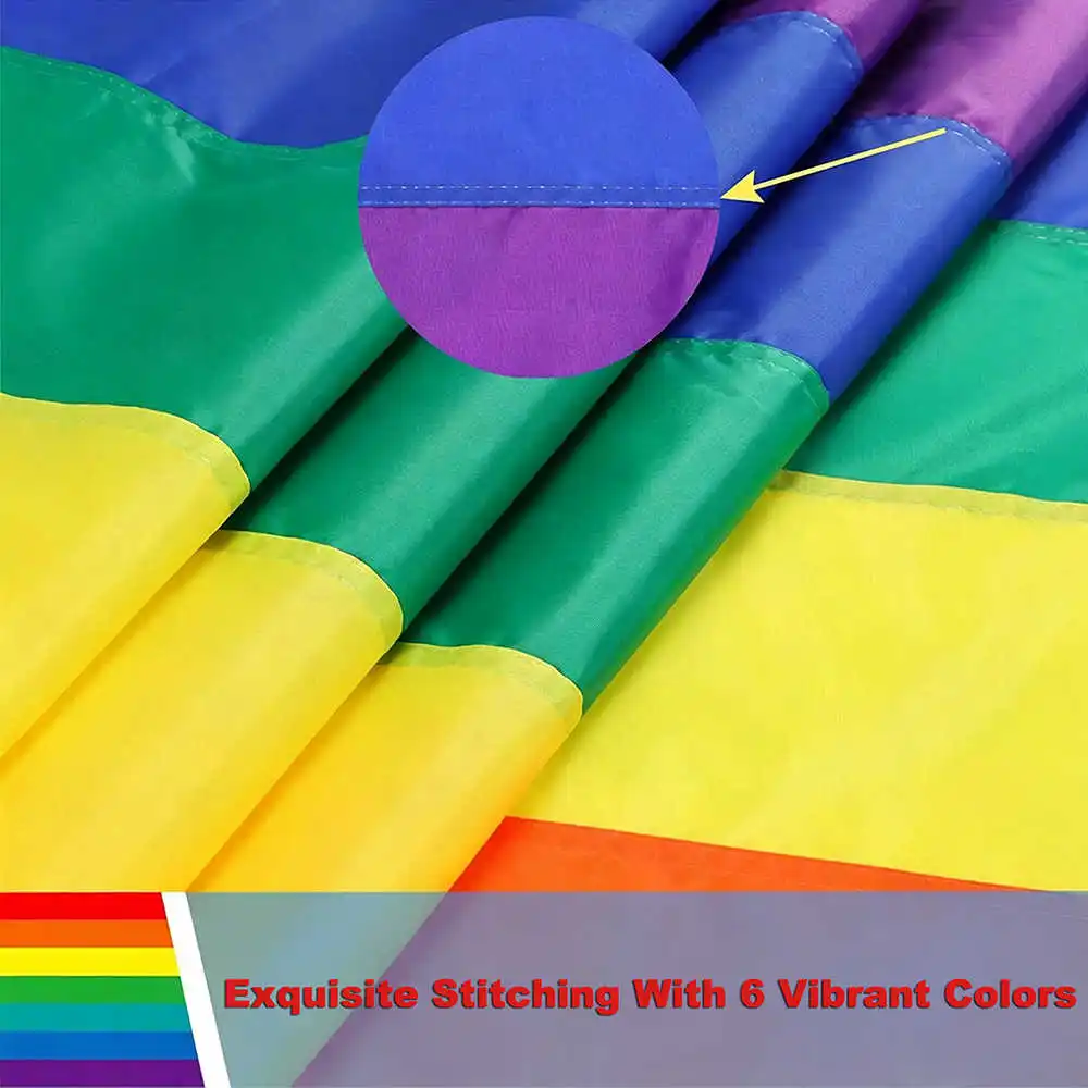 Stitched Rainbow Flag LGBTQ Pride Banner 3x5 Ft Heavy-Duty Waterproof Oxford Brass Grommets For Home Party Decoration Parades