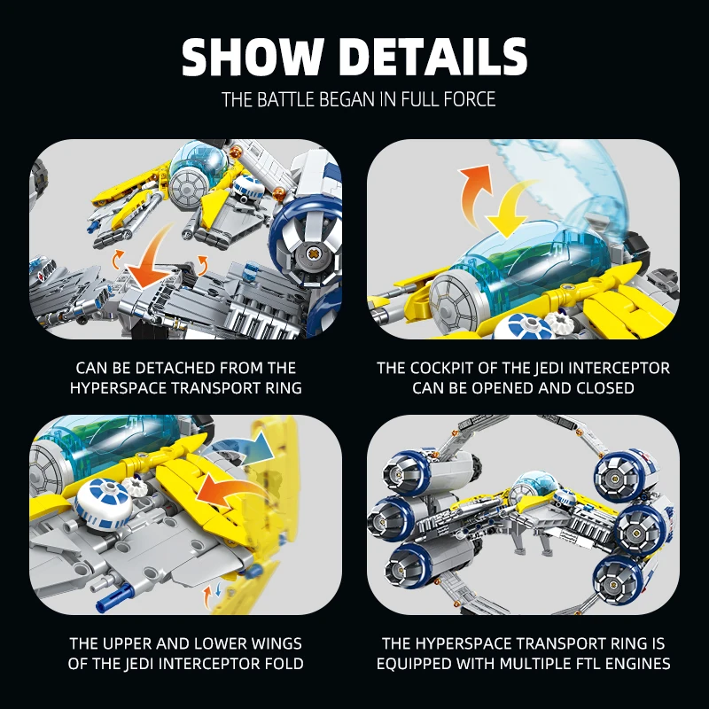 1896Pcs MOC Space Wars Star Fighter Spaceship Model Building Blocks Galaxy Sci-Fi Vehicle DIY Bricks Assembly Toys Adult Gifts view 6