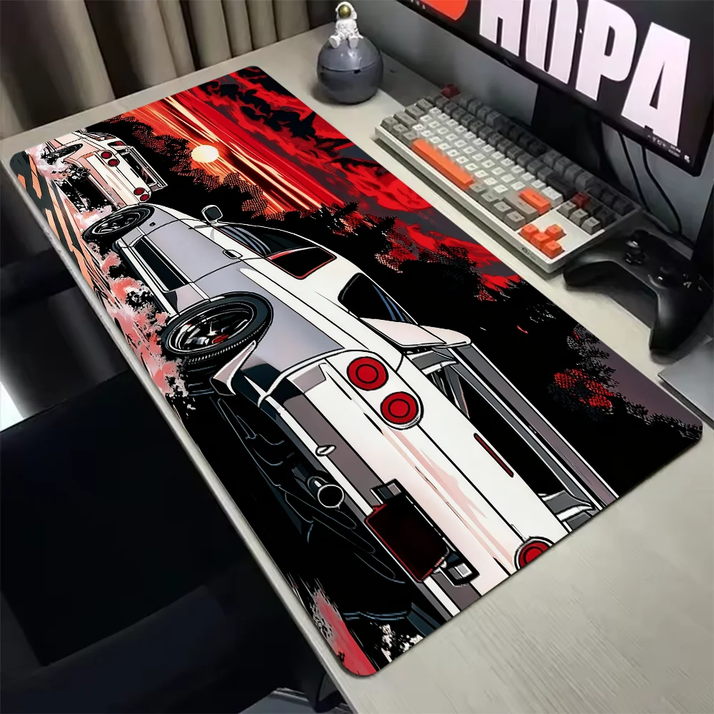 Tapete de mouse para jogos grandes de carro de corrida, teclado suave, tapete de mesa com borda de costura, fundo de borracha antiderrapante, acessório de computador