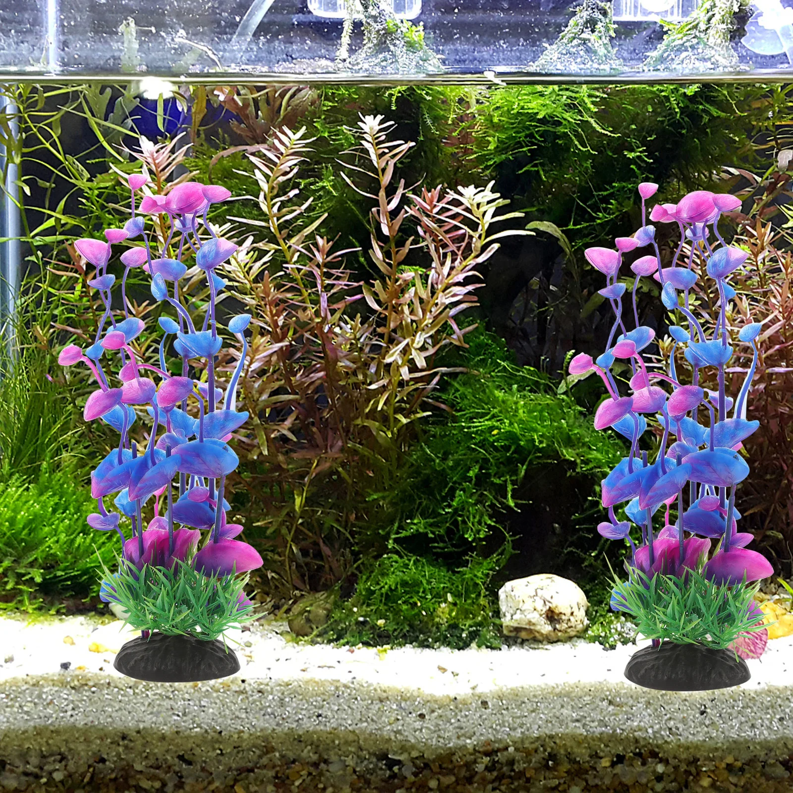 

2Pcs Durable Fake Plants for Fish Tank Aquarium Decorations Large and Tall Betta Fish Accessories Plastic Aquarium Plants