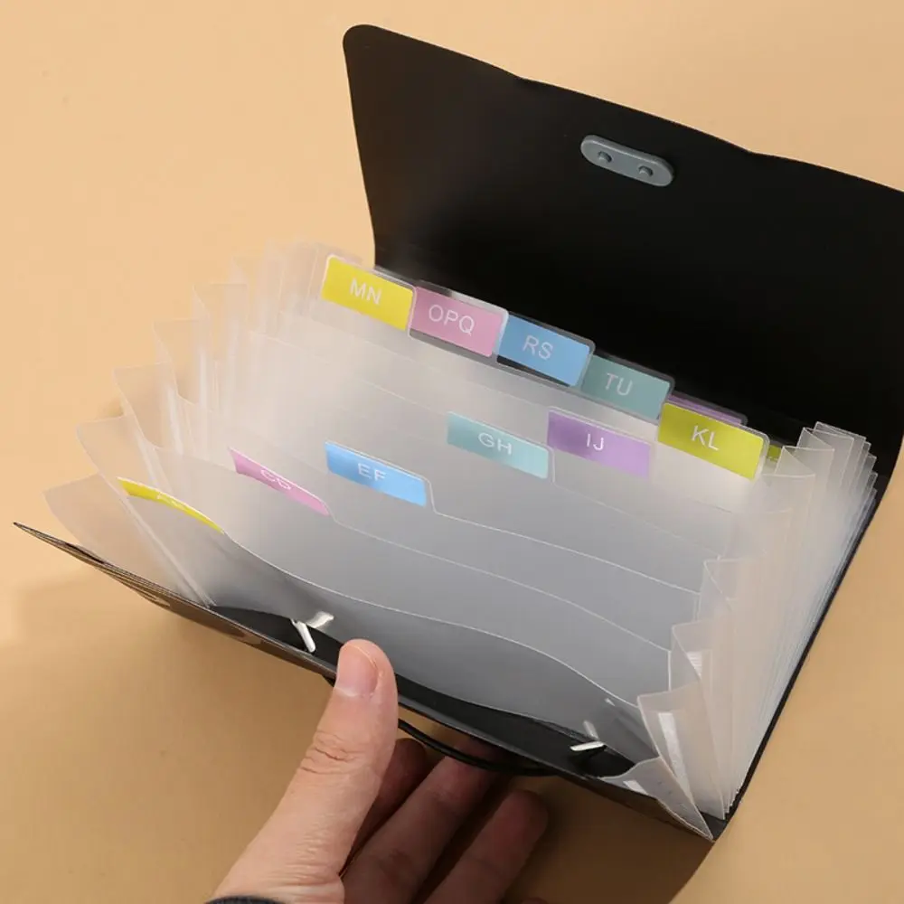 

Portable Stripe Rainbow Organ Bag Wear-resistant 13-grid A6 File Storage Bag Spring Rope Waterproof Bill Package Office Supplies