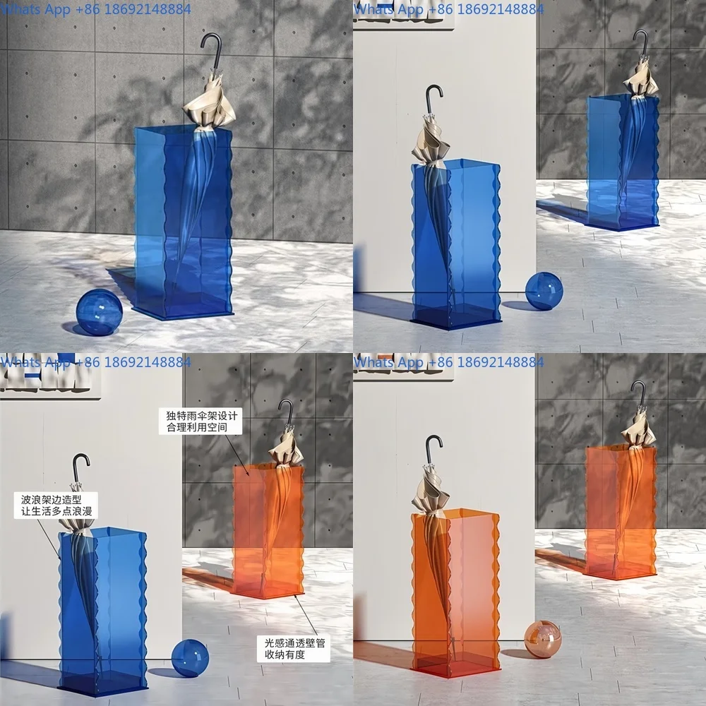 

Clear acrylic umbrella stand for commercial hotel home classroom use storage organizer bucket holder