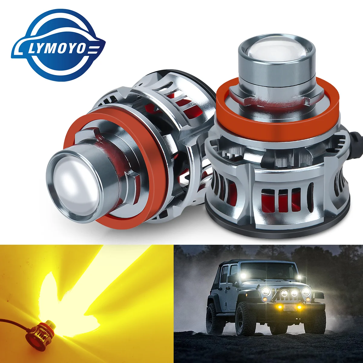 H11 Led Fog Light Bulb Laser Projector Lens White Yellow Turbo Cooling Fan Fog Light Driving Running Light For Offroad ATV UTV