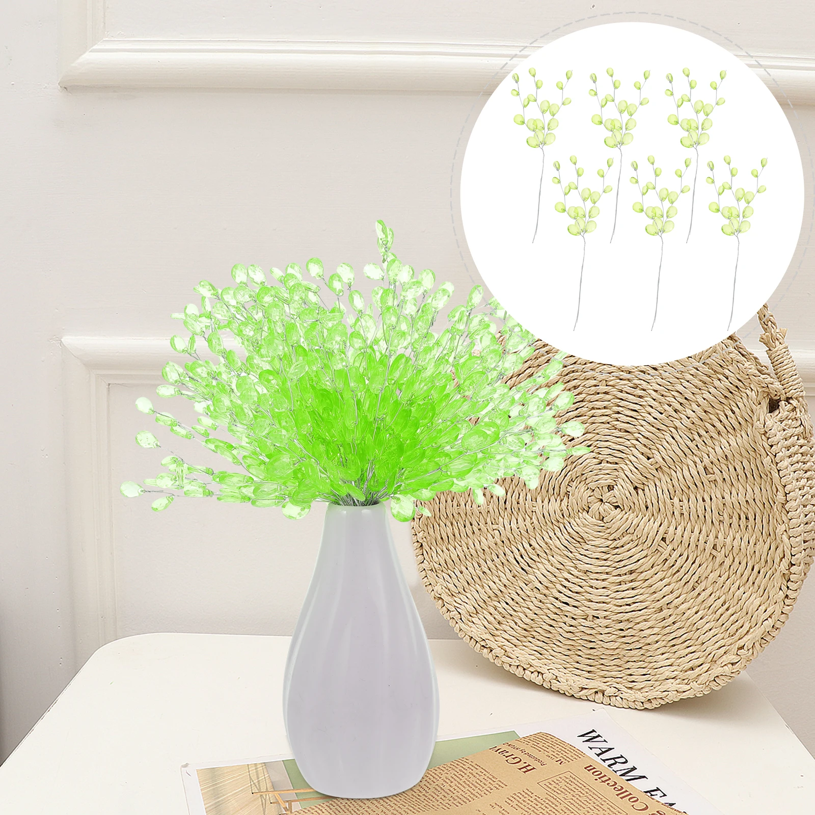 

50 Pcs Artificial Flower Floral Design Supplies Beaded Branches Acrylic Drop Stem Flowers