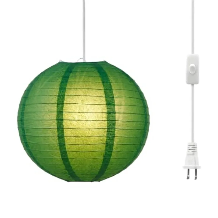 Plug Pendant Light Fixture, 15 Feet Hangg Paper Lantern 12
