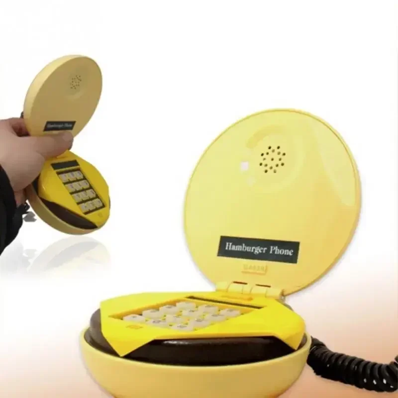 Telefono creativo per hamburger, cartone animato, mini telefono fisso per ufficio, con corda, regalo per telefono domestico