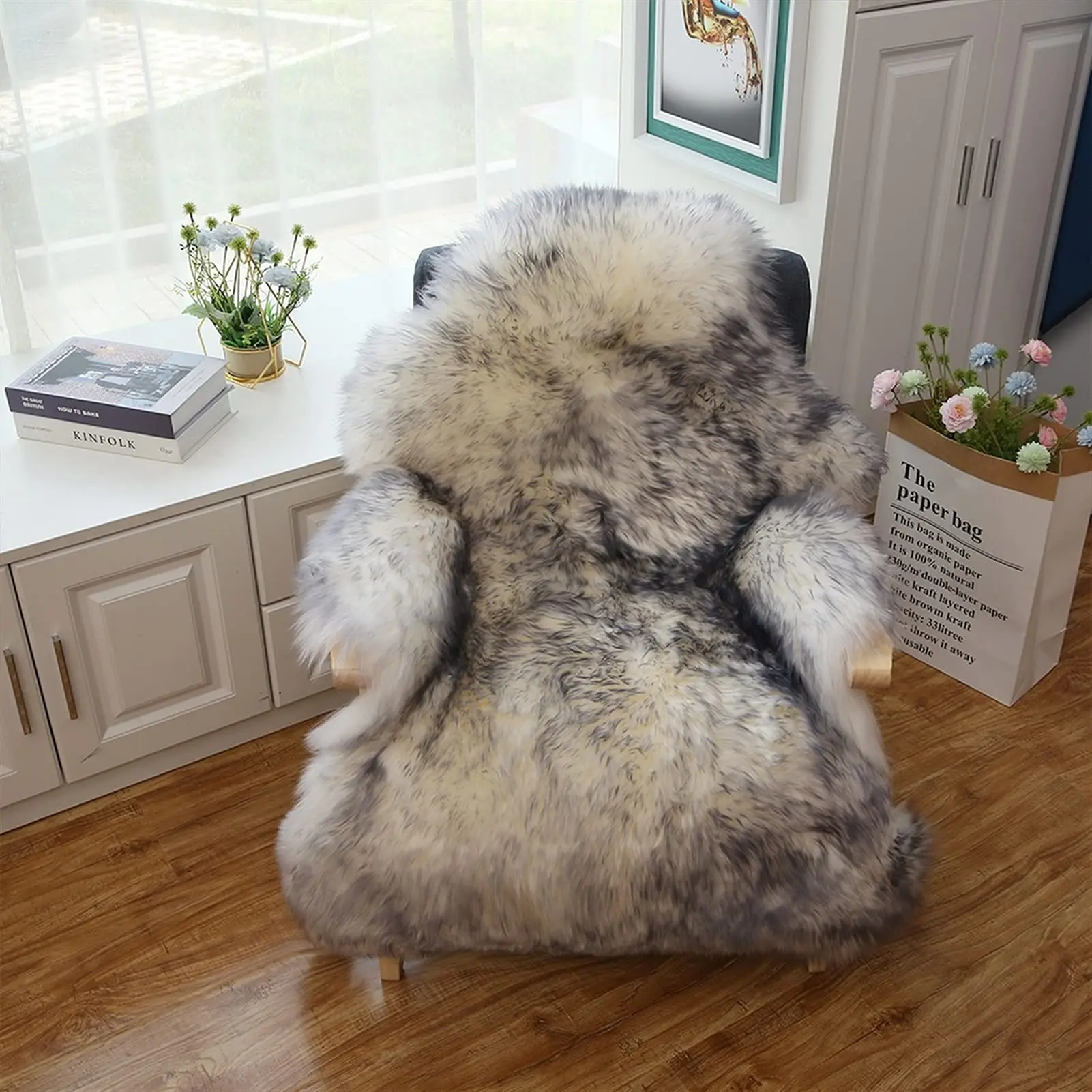 

Soft Fluffy Area Rug Genuine Sheepskin for Livingroom Bedroom 60*90 cm /23.62"*35.43"