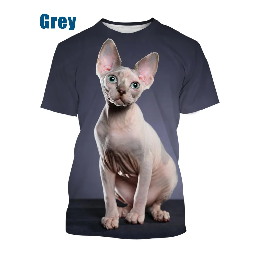 2022 Fashion New Cute Sphynx Cats 3D Print Casual T Shirt Fashion Men Women Short Sleeve Top