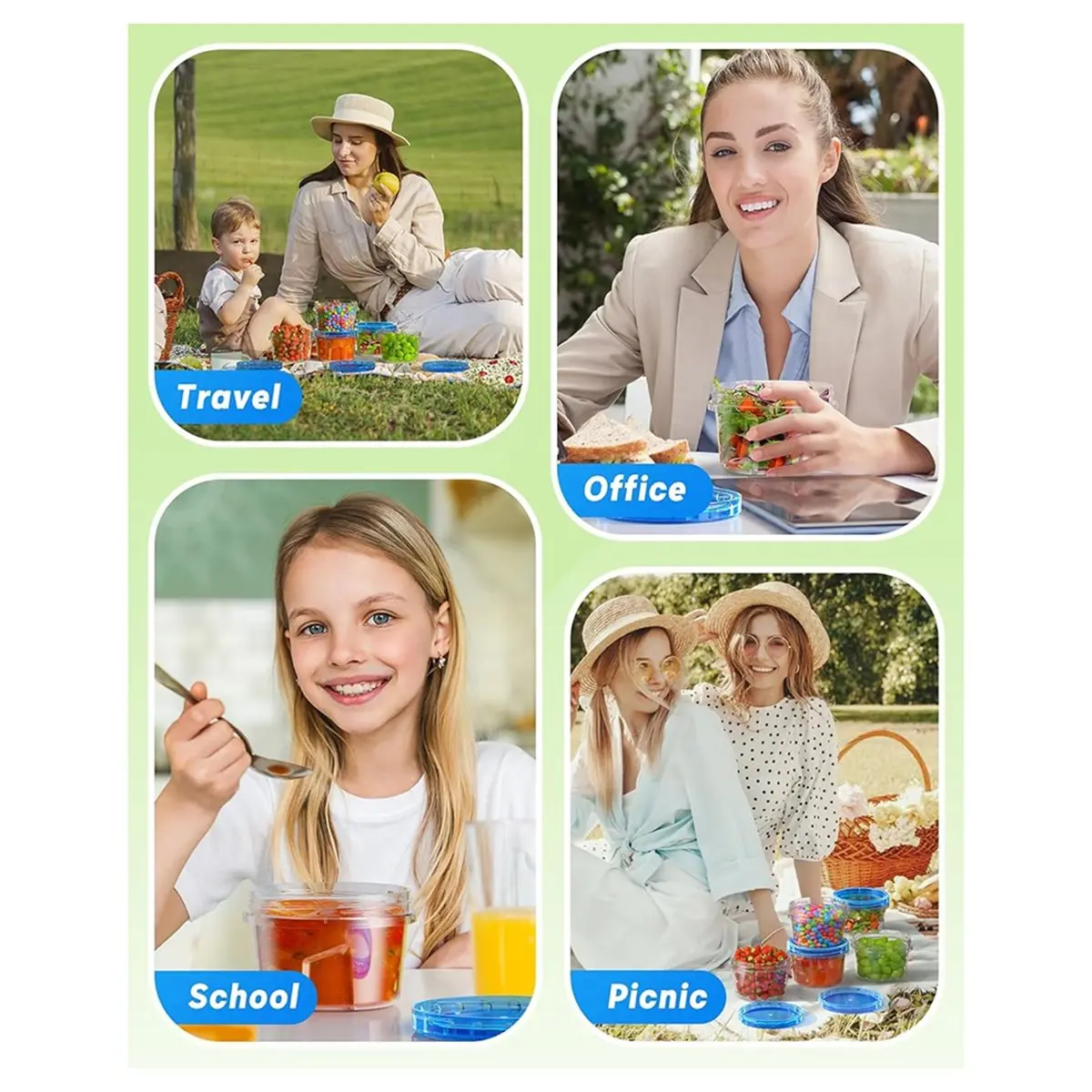 Plastic Food Storage Containers 6-Pack - Microwave & Dishwasher Safe with Twist Top Lids