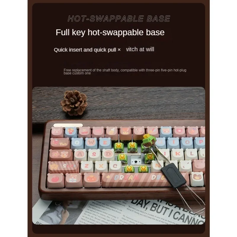 Imagem -04 - Teclado Mecânico de Madeira Personalizado R68 Personalização de Textura Fosca Ritmo Dinâmico Rgb Música Noz Hot Swappable 68 Chaves