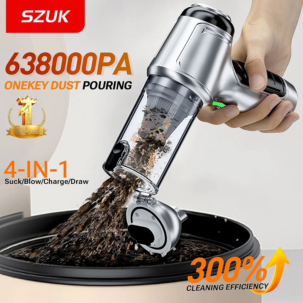 SZUK  638000Pa Car Vacuum CIeaner Wireless Mini Handheld Cleaning Machine Powerful Portable Blower Vacuum Cleaner for Car Home