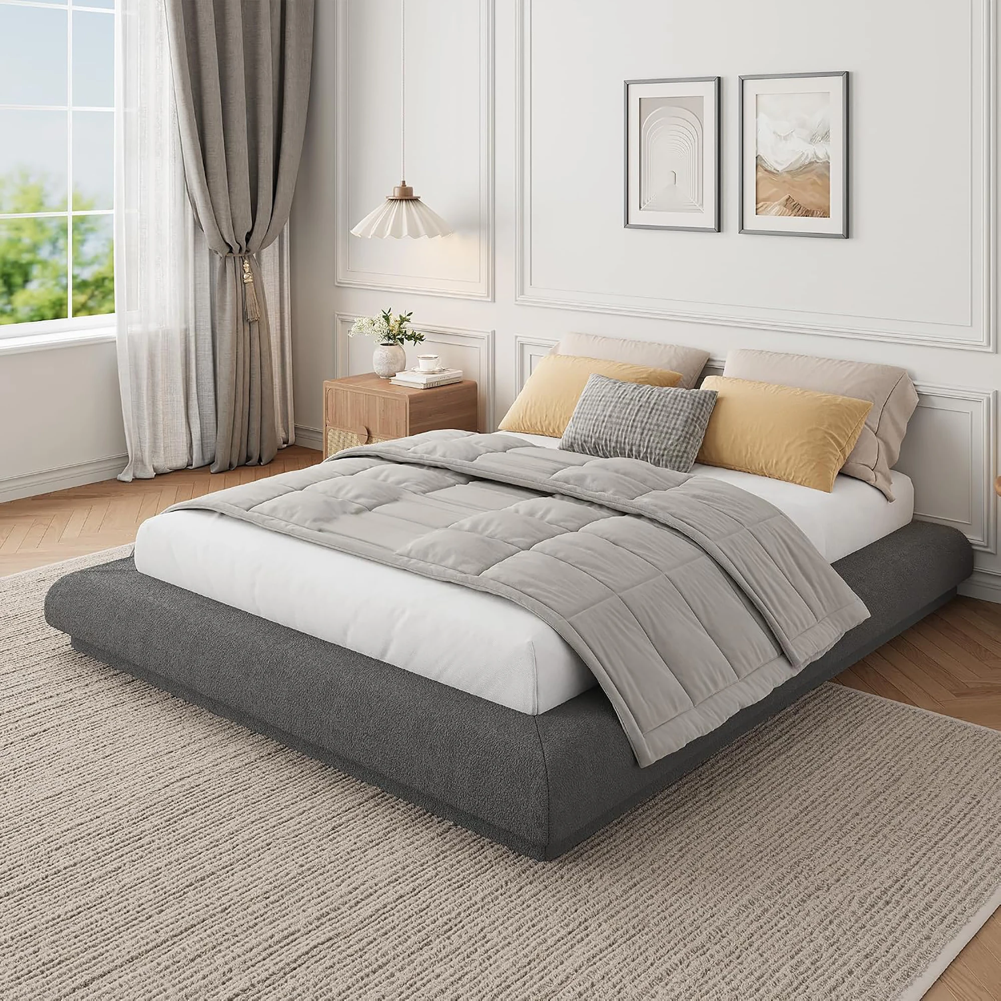 Full Queen King Cloud Platform Bed Frame, Upholstered Low Profile Floating Bed, No Box Spring Needed, Easy Assembly, Squeak-Free view 8