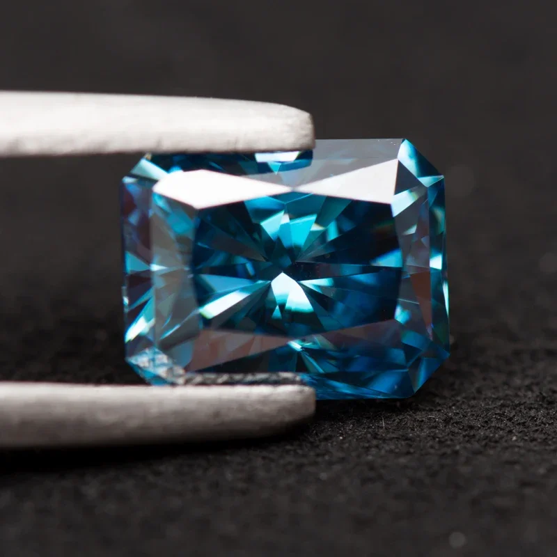Moissanite Stone Radiant Cut Sapphire Blue Color VVS1 with GRA Certificate for Gemstone Charms Beads Top Jewelry Making Material