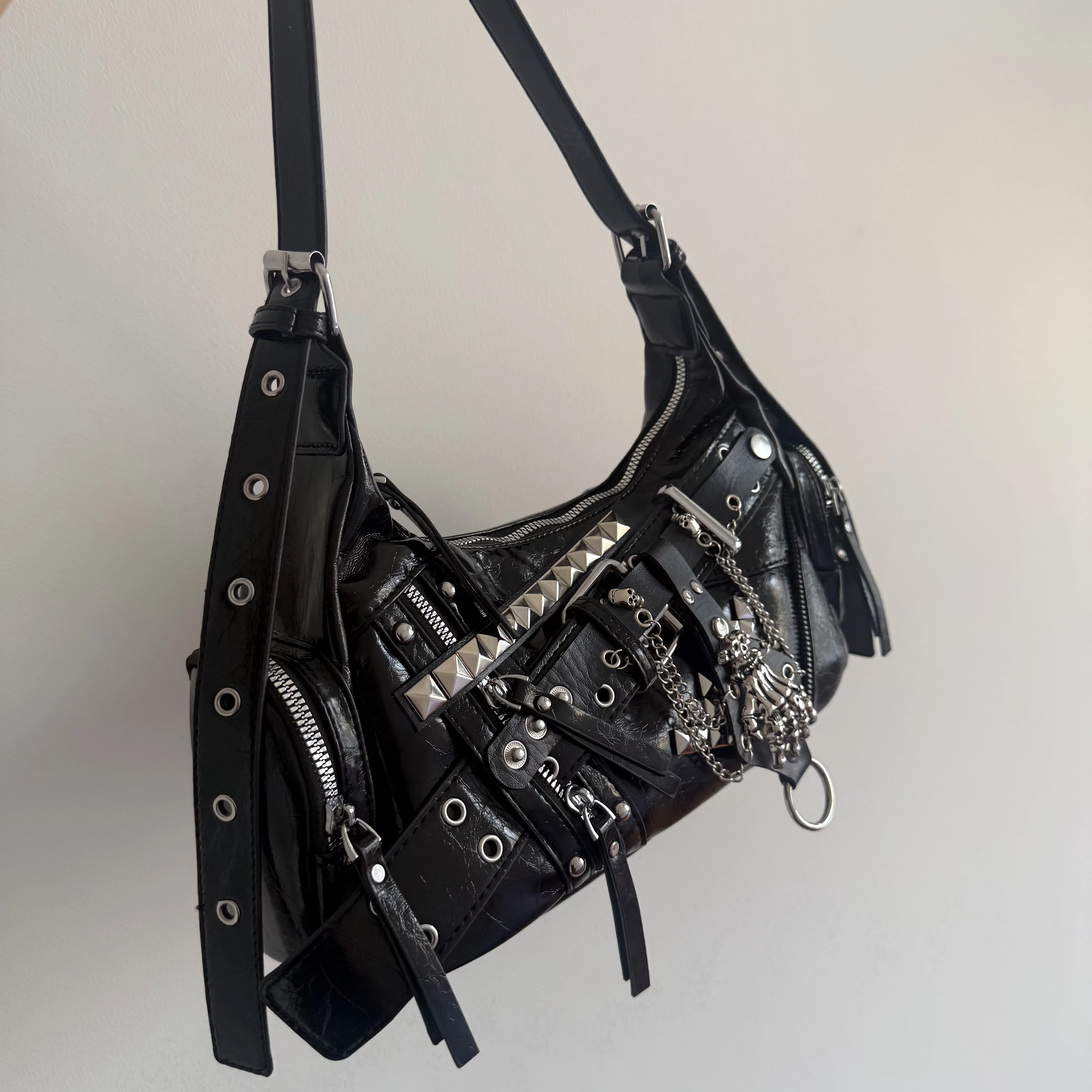 Fashion Locomotive Tote Bag Retro Sweet Cool Underarm Bag for Women's Commuter Bag Handmade Y2k Designed Versatile Bags